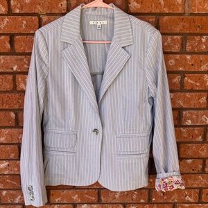 CAbi Gray Blazer Tailored Lightweight Pinstripe